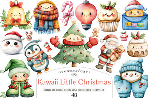 Kawaii Little Christmas Clipart Bund, an Illustration by DreamCafeArt