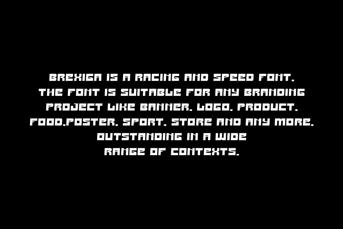 Brexiga - Speed & Racing Font, a Sans Serif Font by QR Design Studio (Photo 5 of 7)