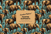 Painted Elephants Seamless Pattern, a Pattern Graphic by ThePhoton (Thumbnail 1 of 3)