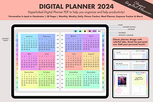 Hyperlinked Digital Planner 2024, a Social Media Template by Spark Design