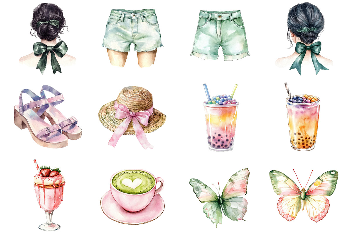 Watercolor Summer Mood Clipart, a Seasonal Illustration by CitraGraphics (Photo 2 of 6)