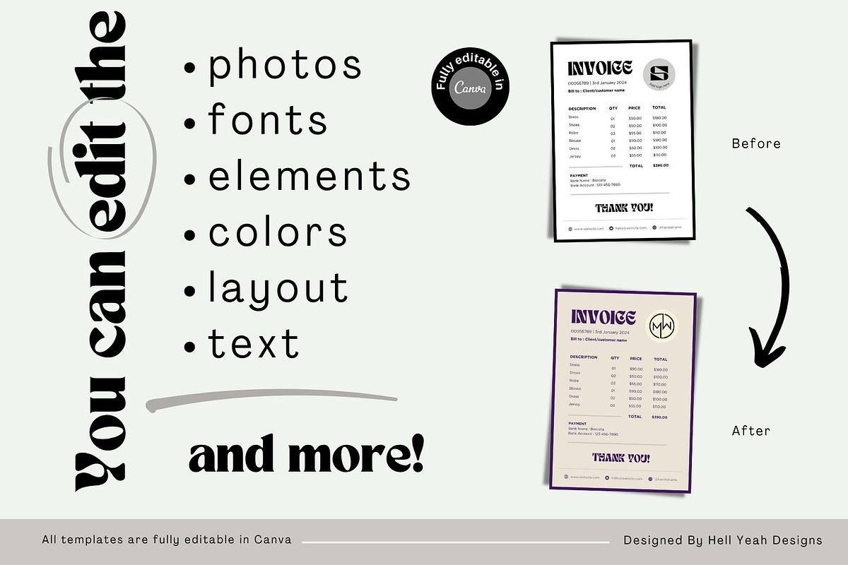 Monochrome Invoice & Order Form, a Stationery Template by Hell Yeah Designs (Photo 5 of 8)