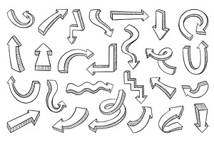 Hand drawn 3d arrows. Doodle arrow, an Object Illustration by Valerie Bodnar