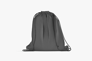 Black Drawstring Backpack 3D Model