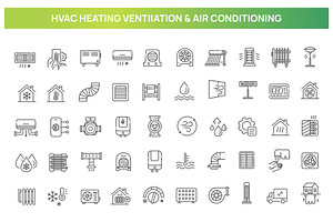 HVAC system outline icon set