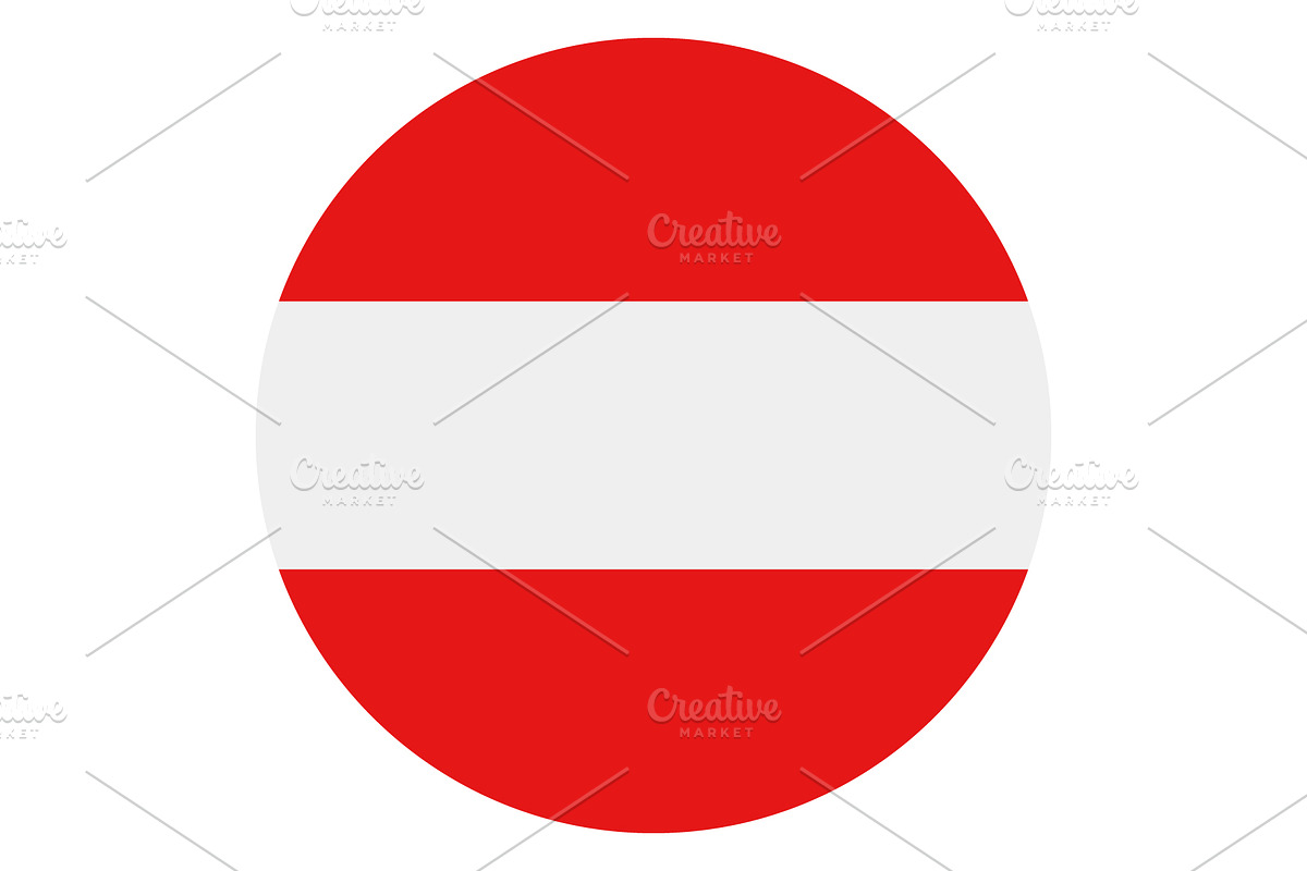 Austria flag in the shape of a circl, an Illustration by Mark1987