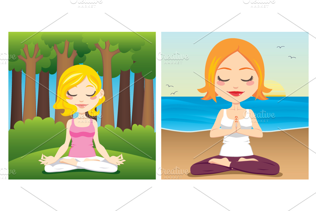 Yoga Women Poses 5 Illustrations Set, a Healthcare Illustration by Kakigori Studio (Photo 5 of 5)
