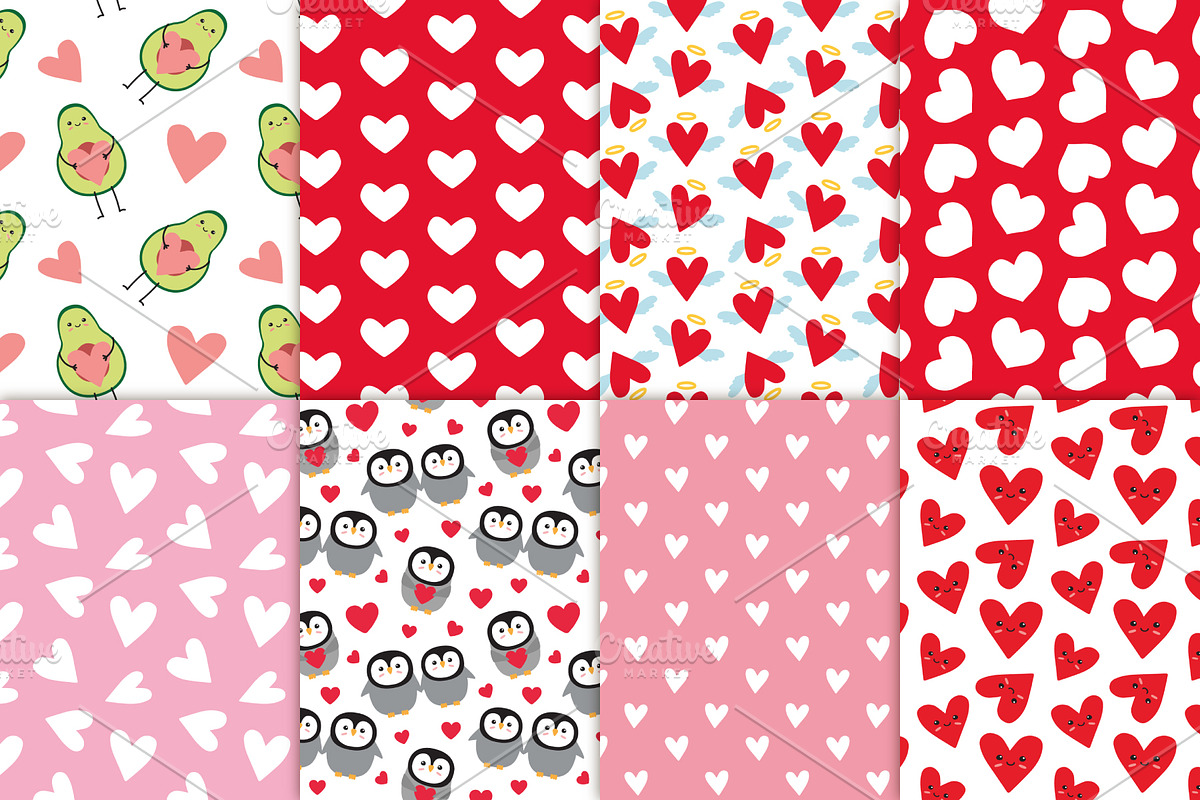 Valentine seamless patterns set, a Pattern Graphic by Swetsol (Photo 2 of 7)