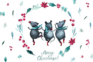 Christmas Mouse and flowers