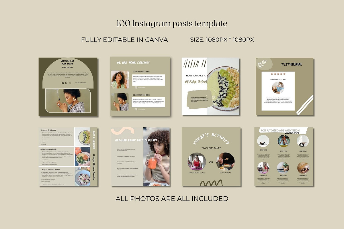 Nutrition coach Instagram template, a Social Media Template by Deepa Template Studio (Photo 3 of 11)
