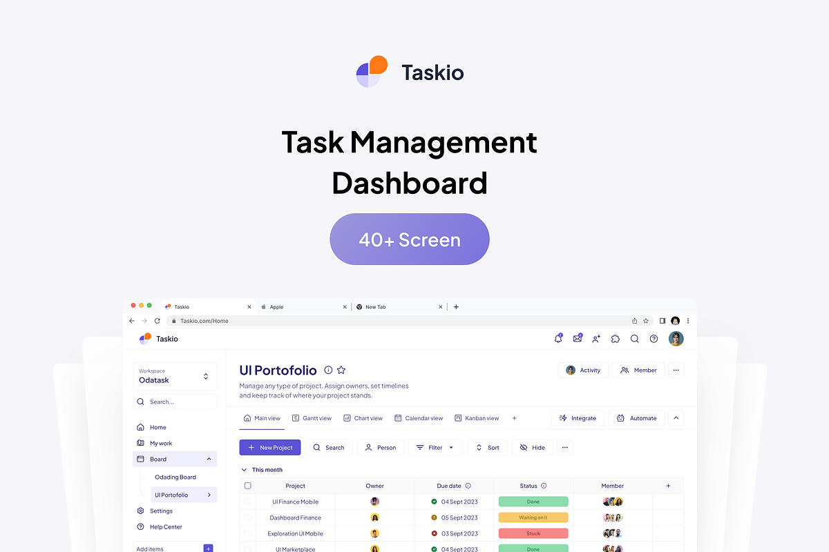 Taskio - Task Management UI KIT, an UI Kit Template by cansaasstudio (Photo 4 of 6)
