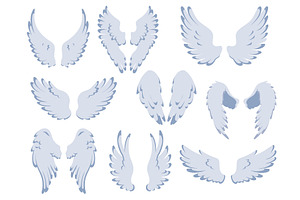 White angel wings. Cartoon holy, an Animal Illustration by YummyBuum