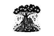 Tree House Silhouette SVG Bundle, an Illustration by jahid234 (Thumbnail 9 of 31)