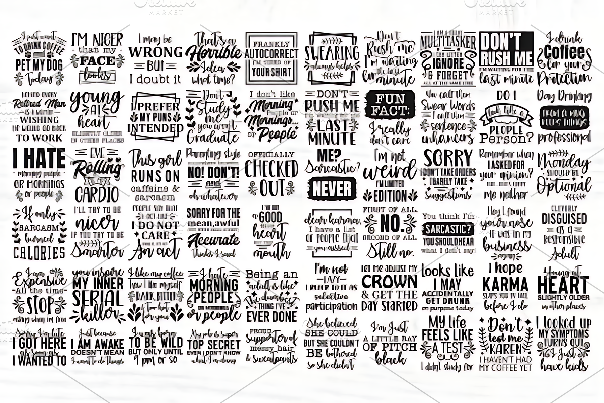 Funny Quotes Svg Bundle | 60 Designs, an Illustration by Design Station (Photo 5 of 5)