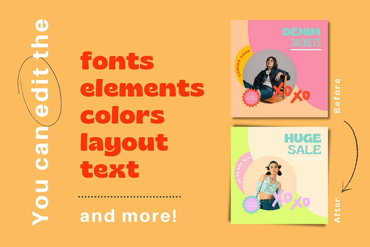 Retro Bold Instagram Post Templates, a Social Media Template by Hell Yeah Designs (Photo 5 of 8)
