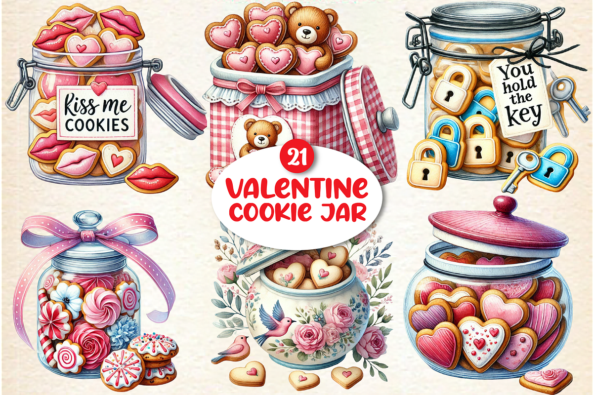Valentine Clipart, Valentine Cookie, a Seasonal Illustration by DreamArtGraphic (Photo 1 of 5)