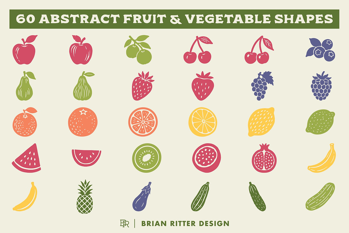 Abstract Fruit & Vegetable Shapes, an Object Graphic by Brian Ritter Design (Photo 4 of 5)