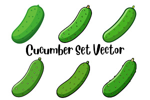 Cucumber Set Vector, a Food Illustration by Awieee1