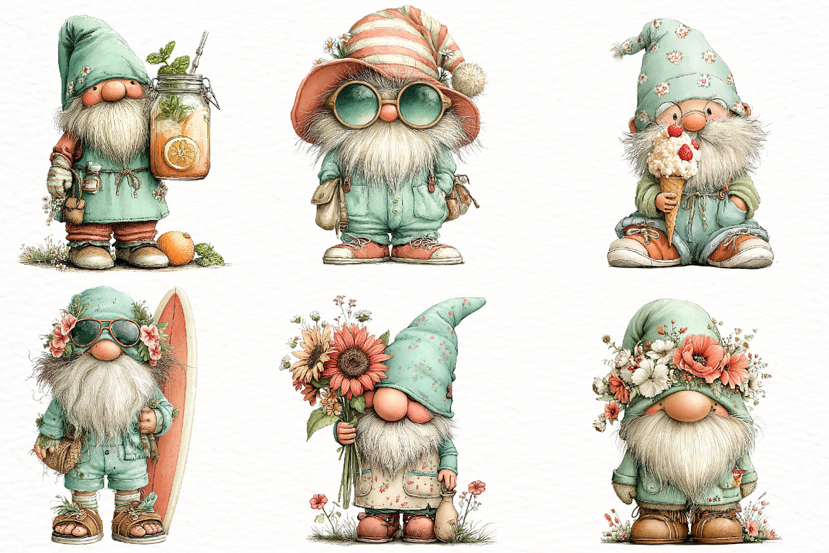 Whimsical summer gnome Clipart, an Illustration by Designworld (Photo 2 of 7)