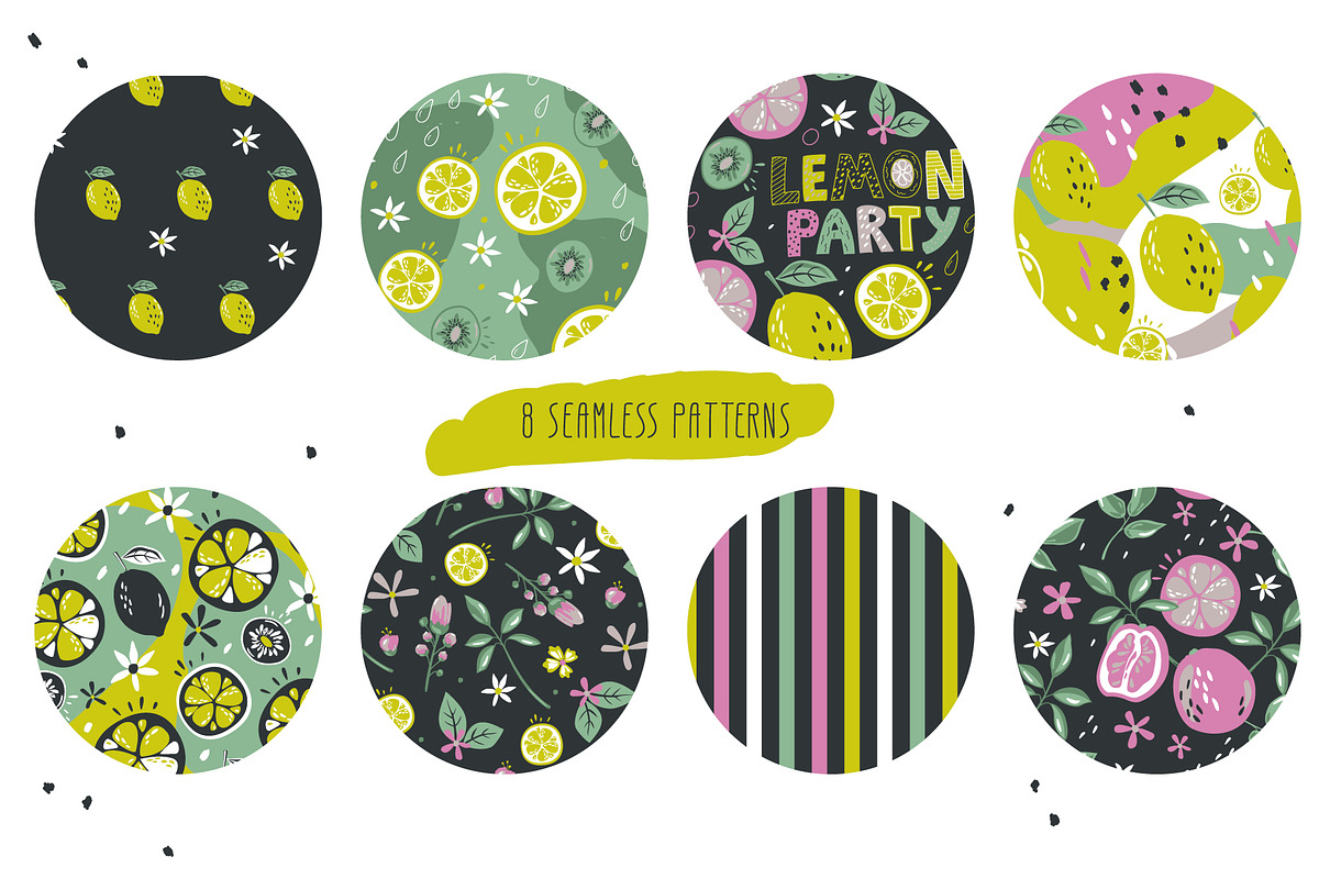 Citrus patterns set and cliparts, a Pattern Graphic by narinadraban (Photo 3 of 6)