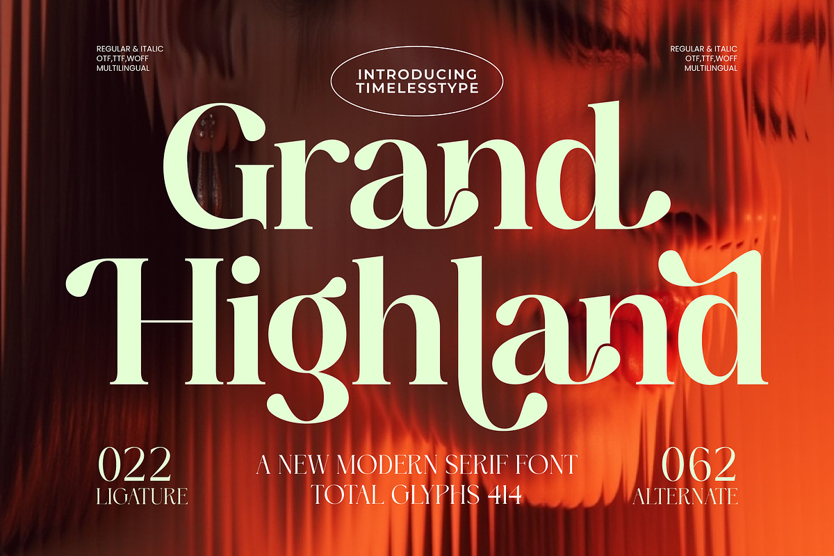 Grand Highland Modern Serif Font, a Serif Font by timelesstype.co (Photo 1 of 15)