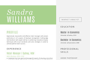 Green 2 In 1 Word Modern Resume Pack