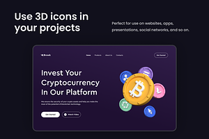 Cryptocurrency 3D Icons Set