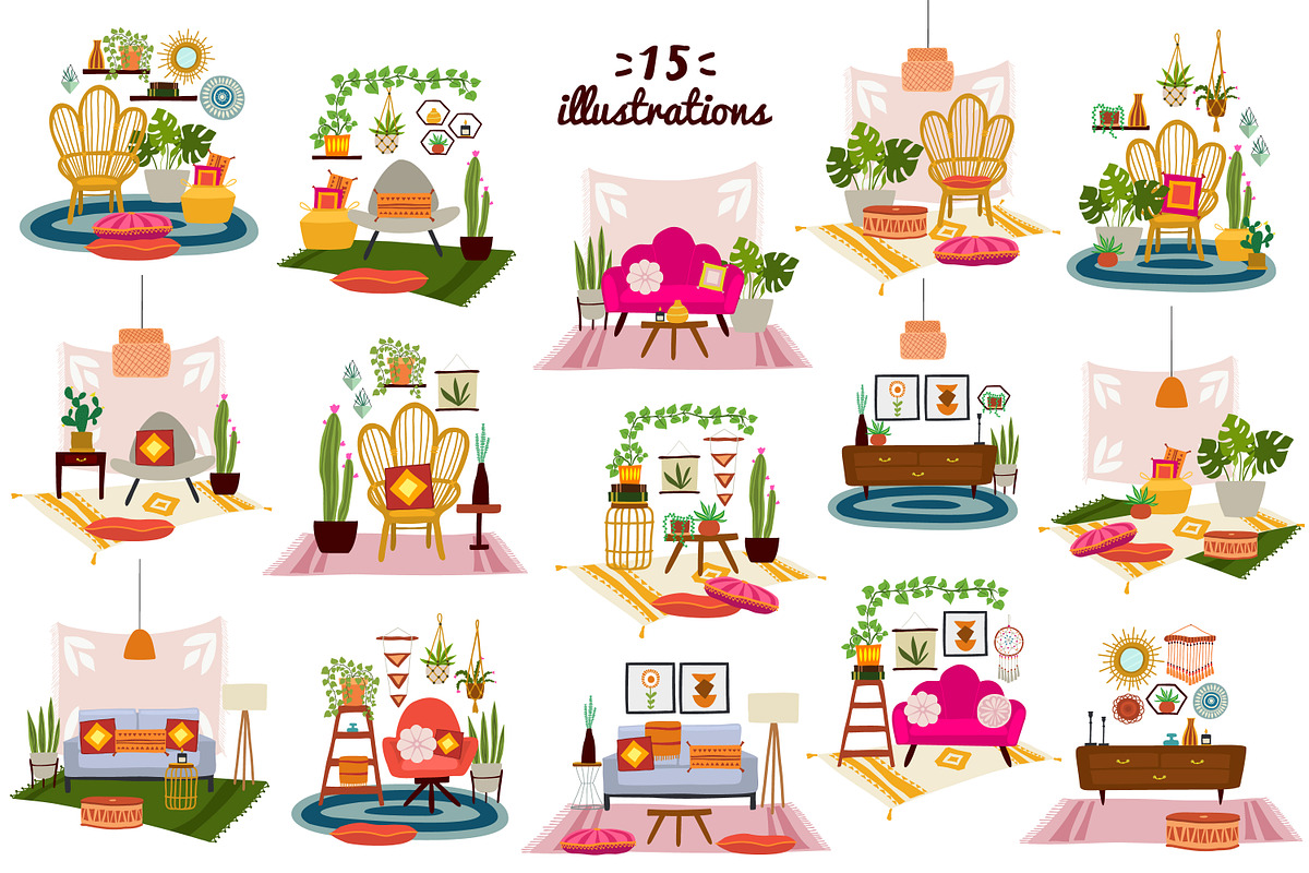 Cozy Boho Home Graphics Set, a Decorative Illustration by Anna Krestiannykova (Photo 5 of 12)