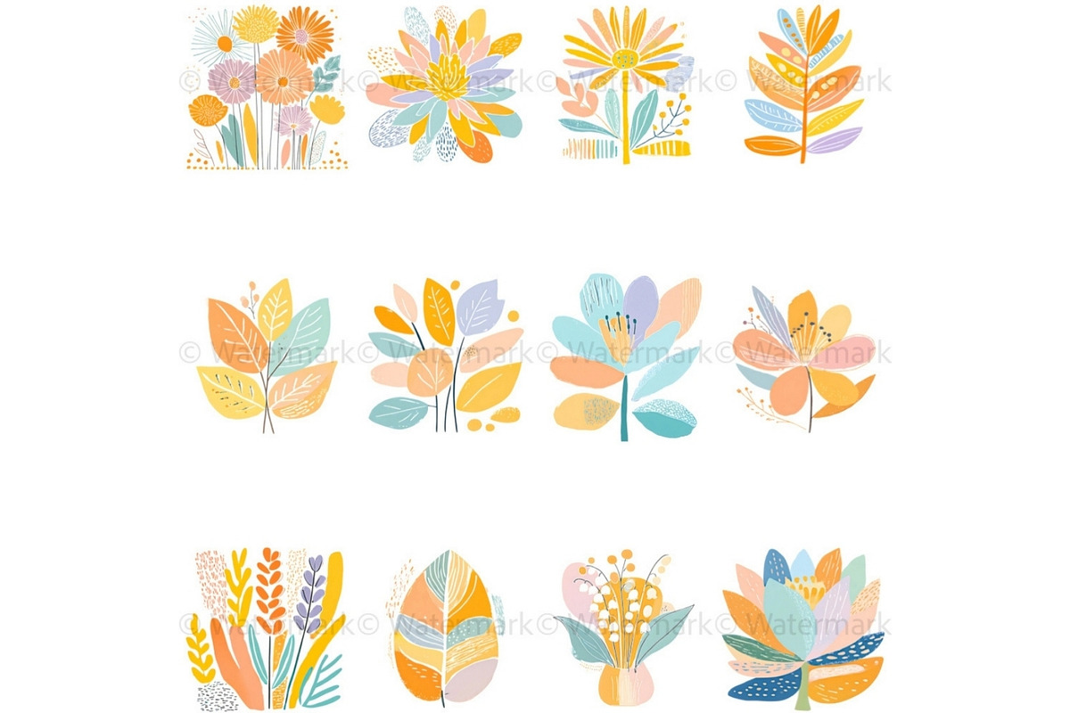 Boho Flower Clipart Abstract, a Decorative Illustration by Nicole Branger Art (Photo 6 of 19)