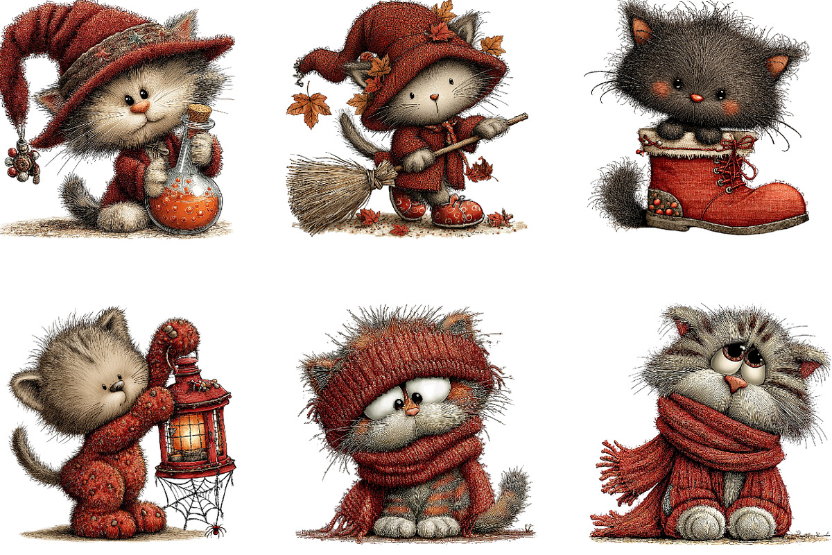 Halloween Cat Watercolor Clipart, a Seasonal Illustration by CreationArt (Photo 2 of 5)