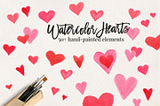 Watercolor Hearts Clip Art, an Object Graphic by Chelsea Bromley (Thumbnail 1 of 4)
