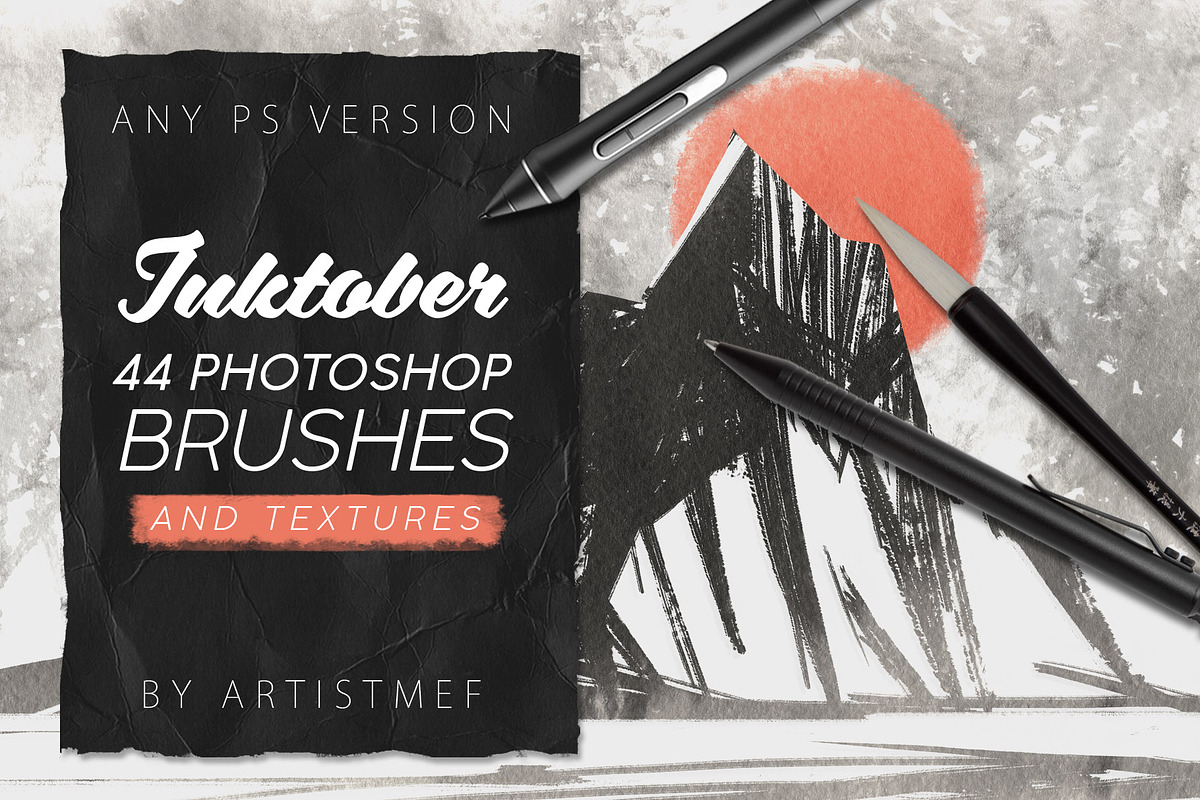 Inktober Procreate&Photoshop Brushes, a Brush Add-On by ArtistMef (Photo 1 of 7)