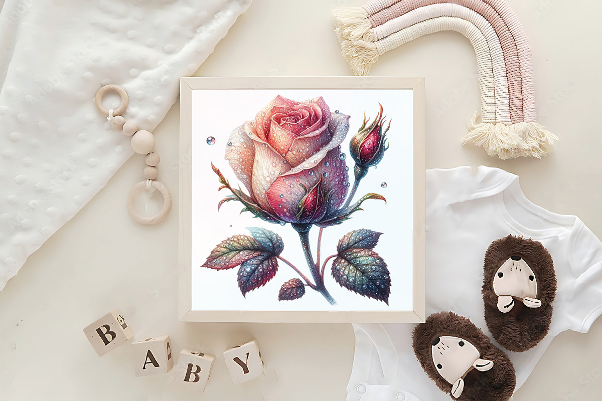 Watercolor Glitter Flowers Clipart, an Icon by CraftArtStudio (Photo 6 of 6)