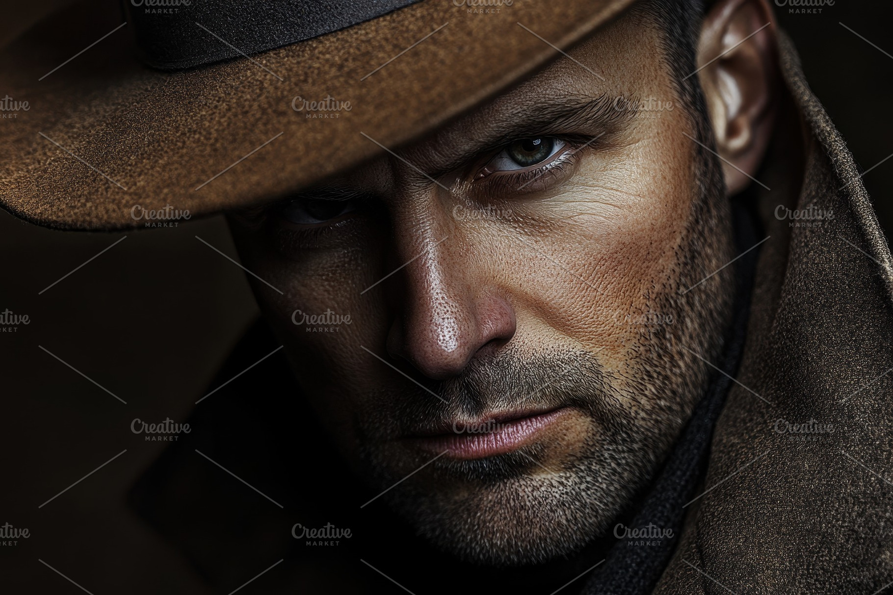 Confident man wearing a wide-brimmed, a Photo by Pavel_design