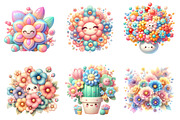 Kawaii Flowers Clipart Bundle., a Graphic by CitraGraphics (Thumbnail 2 of 3)