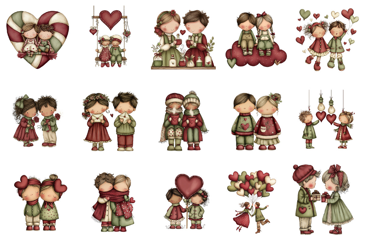 Whimsical Valentine Couple Clipart, an Illustration by designcity5 (Photo 3 of 5)