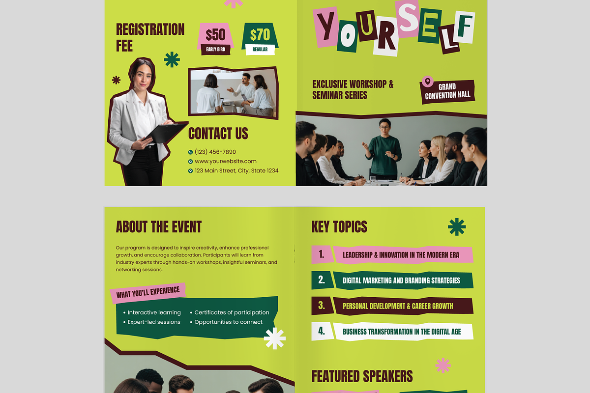 Workshop And Seminar Bifold Brochure, a Brochure Template by Annora Studio (Photo 3 of 6)