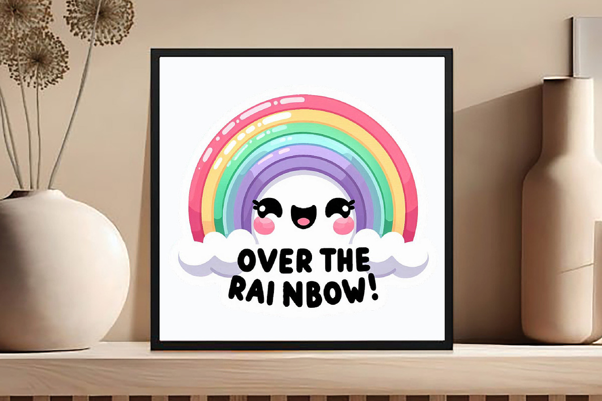 Funny,Over The Rainbow Sticker, an Illustration by DreamCafeArt (Photo 6 of 7)