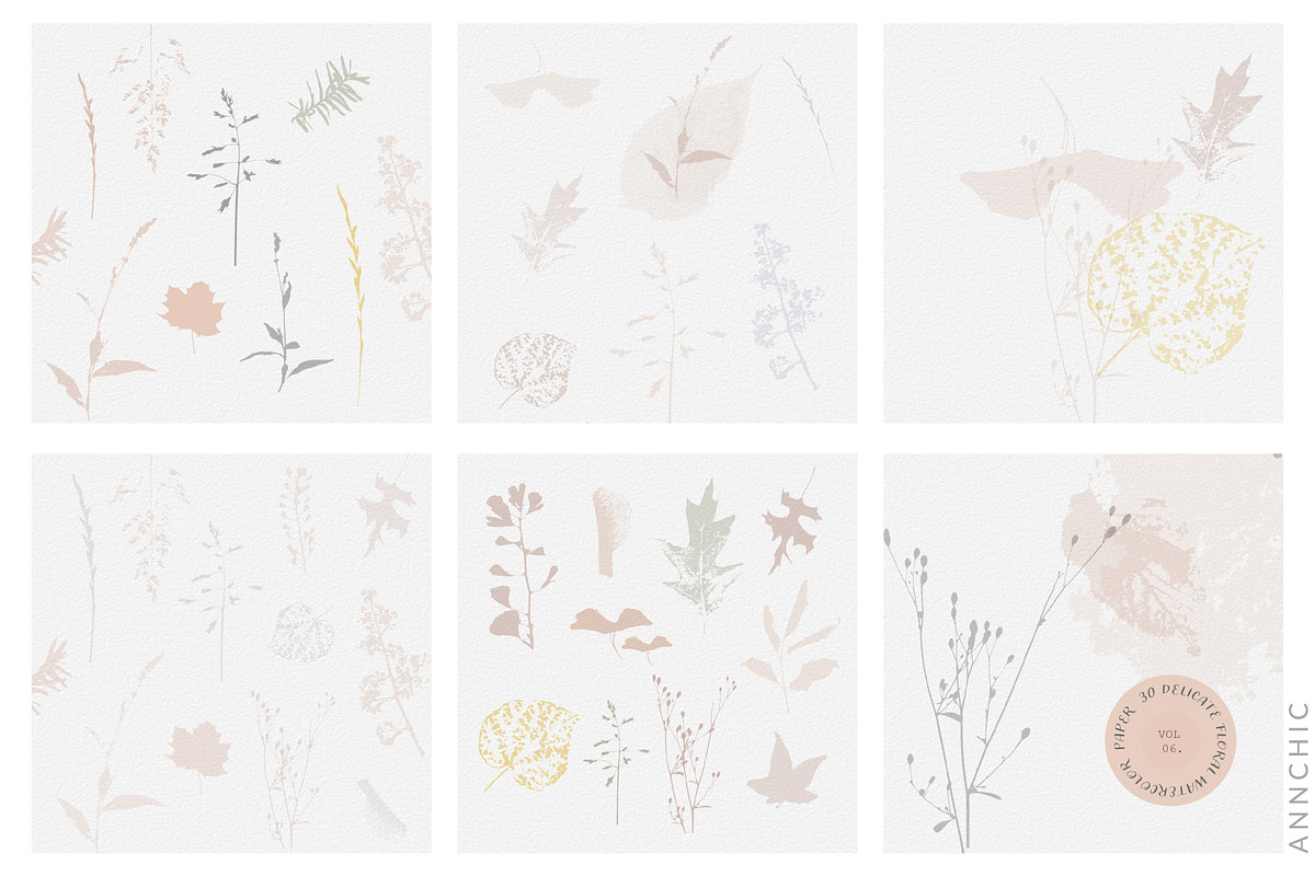 BUNDLE Floral watercolor paper, a Texture Illustration by Anna Sokol (Photo 63 of 71)
