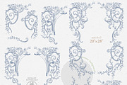 Baroque frames wedding clip art blue, a Decorative Illustration by GrafikBoutique (Thumbnail 4 of 11)