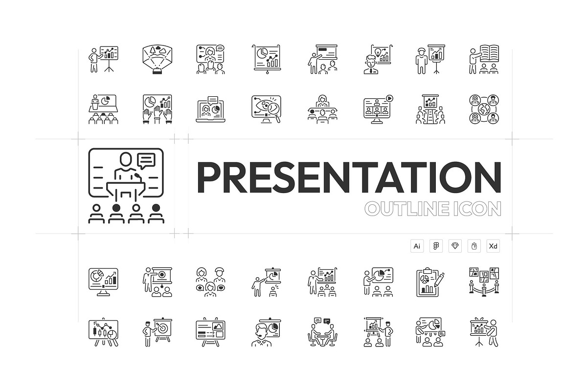 Presentation Outline Icon Set, an Outline Icon by Prosymbols (Photo 1 of 5)