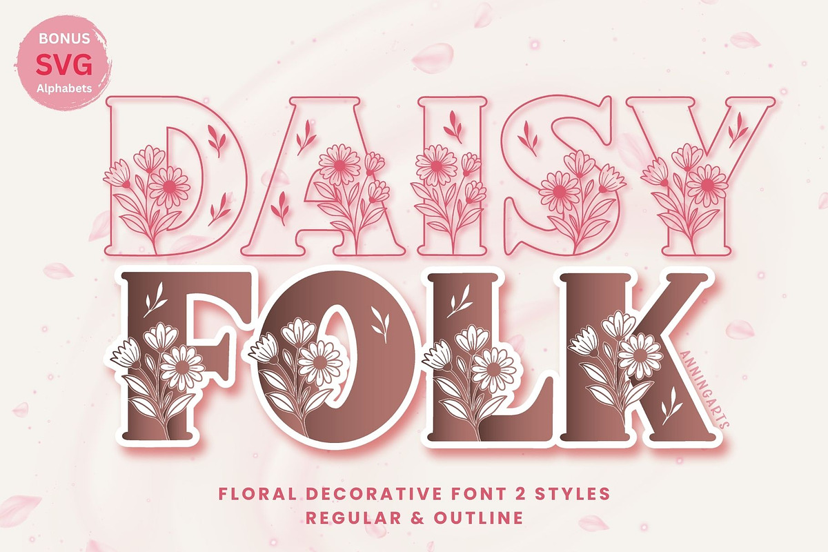 Daisyfolk - Floral Decorative Font, a Serif Font by AnningArts (Photo 1 of 7)