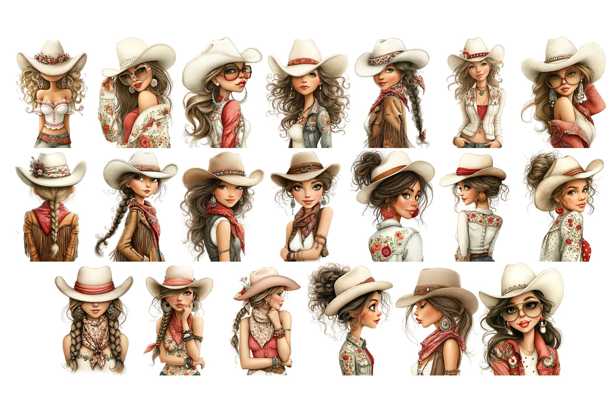 Coquette Cowgirl Clipart, a Person Illustration by Nicolle's Colorful Art (Photo 5 of 5)