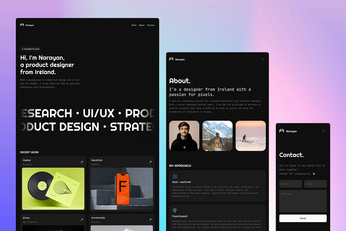 Narayan — Dark Framer Portfolio, a Landing Page Template by Eamonn Day Lavelle (Photo 4 of 5)