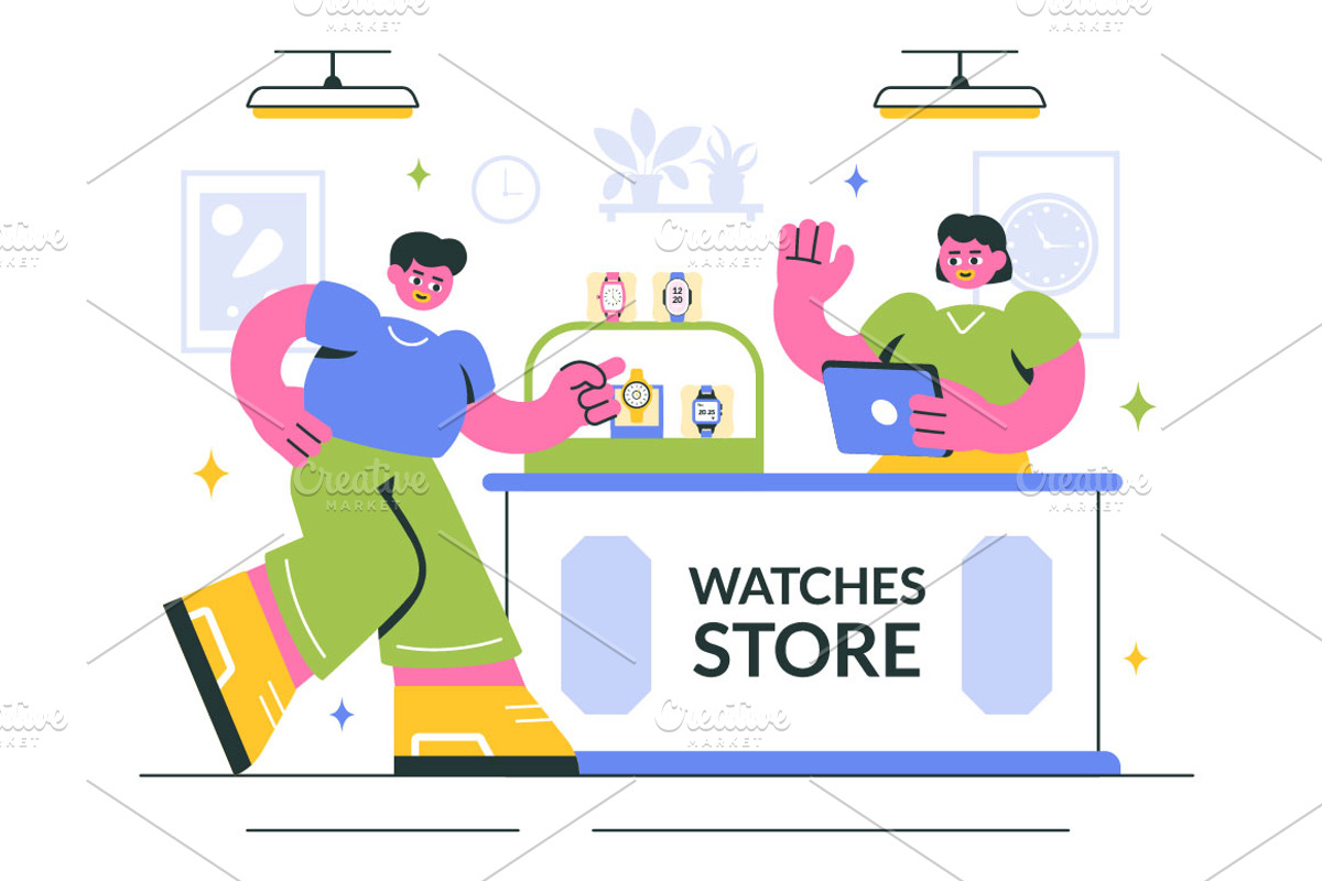 10 Watches Store Illustration, an Object Illustration by denayunebgt (Photo 4 of 4)