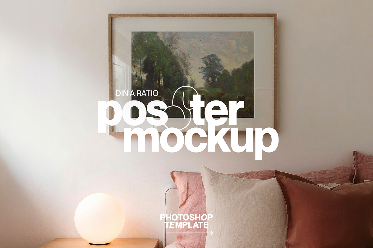 DIN A Landscape Sweet Bedroom Mockup, a Household Mockup by WasMockups (Photo 1 of 6)