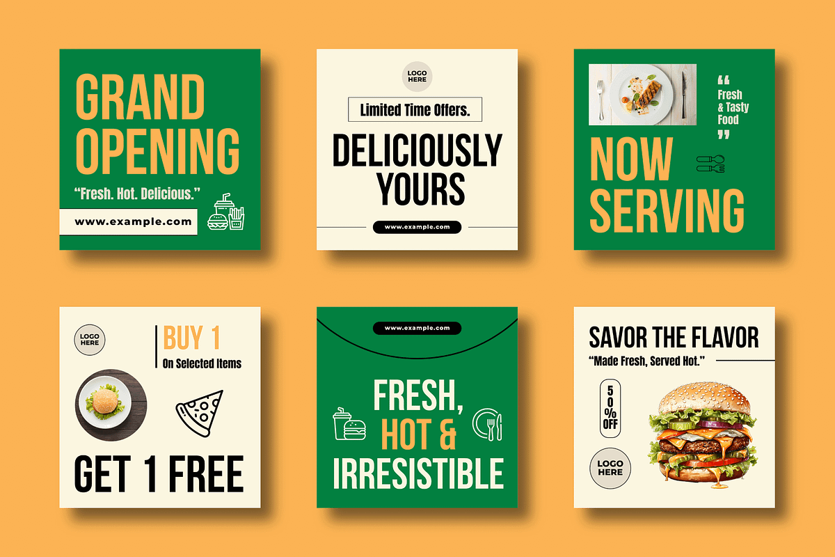 Restaurant Food Social Media Post, a Social Media Template by MightyDesign (Photo 1 of 8)