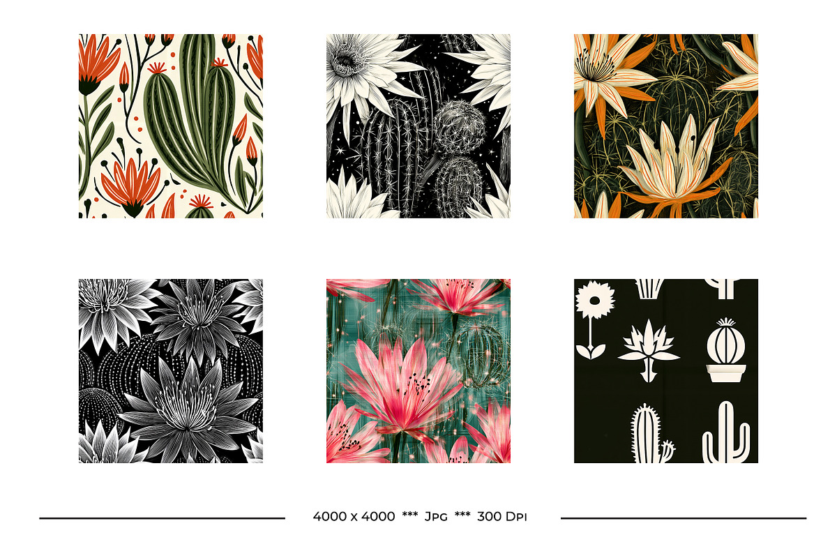 Cactus Flower Retro Art Designs, a Pattern Graphic by karenfoleyphoto (Photo 8 of 18)