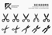 Scissors Icon Vector, a Solid Icon by Akatype Studio (Thumbnail 1 of 3)