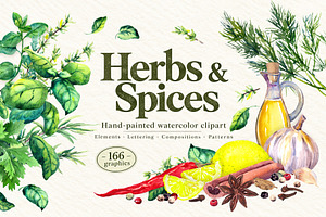 Herbs & Spices Watercolor Clipart